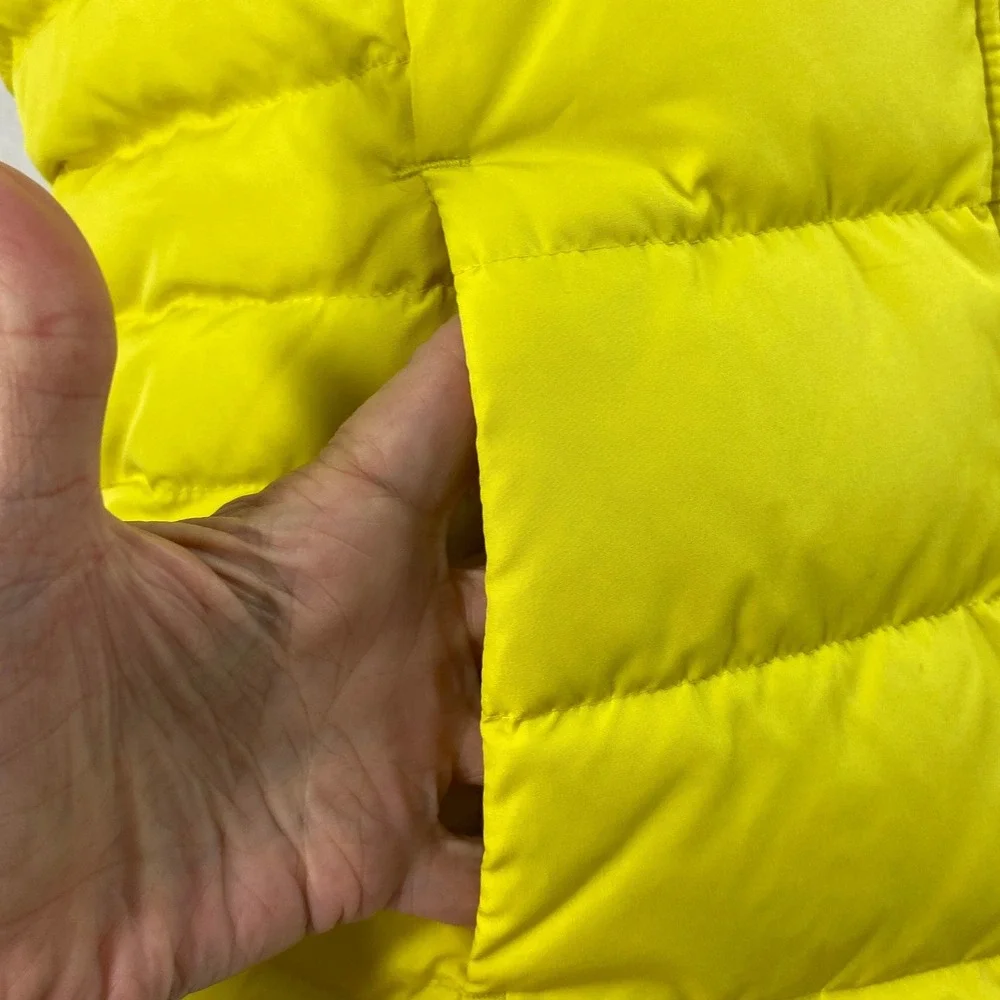 Lands End Puffer Vest Womens M Yellow Quilted Full Zip Outdoors Gorpcore Layer